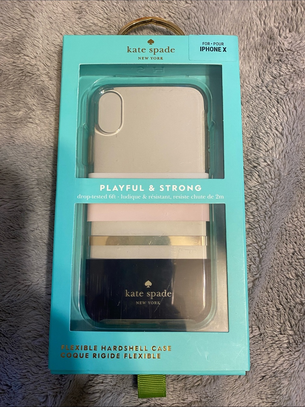 kate spade Pink & Black Stripe iPhone X Case